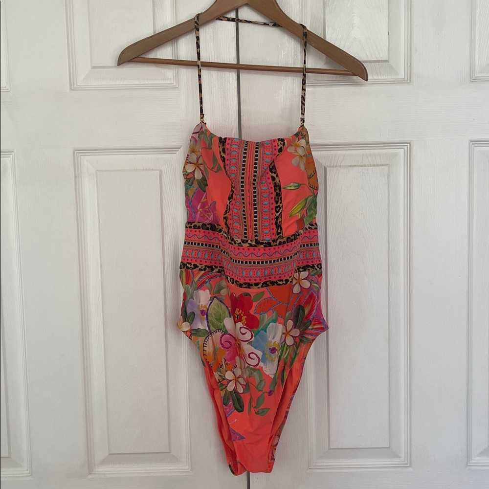 Sunshine 79 Swim Suit floral bright single removable strap removable pads NWOT